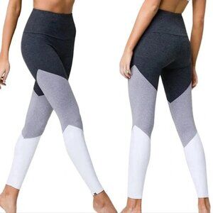 Onzie Colorblock Leggings in Black, Gray, and White